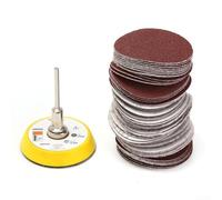 Desiumite Lot de 60 disques abrasifs de 50 mm avec tampon auto-agrippant pour ponceuse électrique - Grain 100/240/600/800/1000/2000, marron rougeâtre