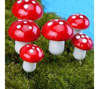 Desiumite Lot de 60 petits champignons artificiels rouges pour décoration de jardin en plein air, champignons en mousse sur le thème des contes de fées pour mini jardins, balcon et