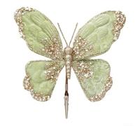 Desiumite Pendentif papillon décoratif, flanelle à paillettes brillantes, motif ailes colorées, décoration d'intérieur à suspendre à un arbre, tissu fait main, taille 14 x 19 cm (vert)
