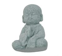 Desiumite Petite statue de moine de Bouddha sage pour décoration de jardin et de maison, ne voit pas le mal, ne rien entendre, ne parle pas, ne rien dire, mal, résine de grès, finition naturelle non