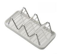 Desiumite Porte-savon en acier inoxydable avec plateau de drainage, design amovible, antidérapant, taille compacte, argent, 16,3 x 7,6 x 5,5 cm pour comptoir de cuisine de salle de bain