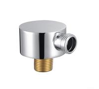 Desiumite Raccord de tuyau de douche mural G1/2 en acier inoxydable et cuivre coudé rond pour pommeau de douche à main et systèmes de plomberie (argent)