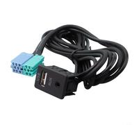 Desiumite Rallonge de câble adaptateur port USB auxiliaire pour Elantra 2011 2012 2013 avec prise jack 3,5 mm et connecteur USB, 0,5 m noir ABS automobile