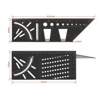 Desiumite Rapporteur en alliage d'aluminium avec règle d'angle de 45/90 degrés pour une mesure précise et un guide d'alignement des trous de perçage, outil de marquage carré multifonction (ABS)
