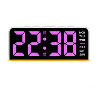 Desiumite Réveil numérique LED moderne avec grand écran, répétition et calendrier, éclairage d'ambiance réglable pour chambre à coucher ou bureau, électronique (coque blanche rose)