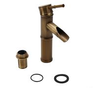 Desiumite Robinet mitigeur de lavabo en laiton antique à levier unique avec valve chaude et froide en céramique pour cuisine ou salle de bain avec raccord fileté G1/2 Marron (S)