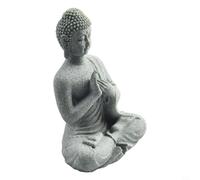 Desiumite Statue de Bouddha assis en résine pour décoration de jardin extérieur, décoration de pelouse effet pierre zen, sculpture de terrasse intérieure, finition naturelle non enduite, 4 x 8 x 12 cm