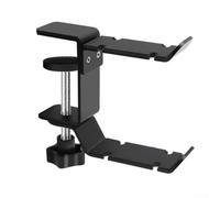 Desiumite Support de rangement rotatif à double crochet pour casque mural ou sur table, organiseur de câbles en métal avec coussinets de protection, 33 x 95 mm, noir