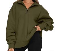 Desiumite Sweat Shirt pour Femme 1/2 Zip Polyester Extensible Sweat Shirt | Tissu polyester doux, garde au chaud, idéal matins froids, design demi-zip pratique