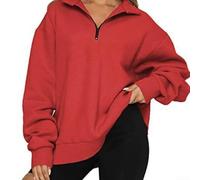 Desiumite Sweat Shirt pour Femme 1/2 Zip Polyester Extensible Sweat Shirt | Tissu polyester doux, garde au chaud, idéal matins froids, design demi-zip pratique