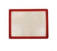 Desiumite Tapis de cuisson en silicone avec cadre en métal, anti-adhésif, 42 x 32 cm, rouge et noir, passe au lave-vaisselle, résistant à la chaleur, réutilisable (rouge)
