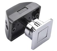 Desiumite Verrou à bouton-poussoir pour portes d'armoire, loquet en alliage de zinc pour camping-car, caravane avec bouton de poignée, chromé/noir, compatible avec rangement de bateau, yacht, bateau