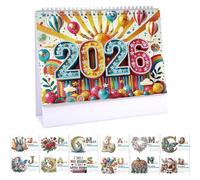Desk Calendar, 2026 Table Planner, 9.84x7.48x2.9 Inches Multicolor Gem Art Painting Design 12 Month Scheduler Pad, Desktop Date Tracker for Travel Planning & Meeting Preparation