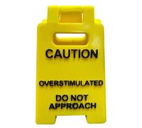 Desk Caution Sign, Safety Warning Decor, Double Sided Feature, Miniature Novelty Design, Workplace Ornament for Workplace Humor, Funny Coworker Gift Option, Product size: about 7x5cm