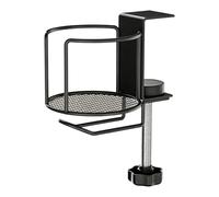 Desk Cup Holder Adjustable Clamp, Tabletop Drinks Organizer, 2 in 1 Space Saving Clamp on Cup Holder with Function Design, Durable Desk Mount Beverage, for Mug Tumbler Bottle Home Office Classroom Use