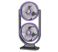 Desk Fan - Quiet Double Head Air Cooler, USB Rechargeable Fan | Powerful Airflow Personal Fan for Home, Bedroom, Kitchen, Travel, Outdoor, School, Living Room, Camping Use, Compact Cooling Device