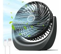Desk Fan with Temperature control mode, 5000mAh USB Table Fan, 5 Speeds with Strong Airflow, Rechargeable Battery Operated Fan with Light & Hook for Bedroom Office Home Travel Camping
