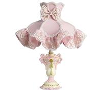 Desk Lamp European Style Warm and Cute Home Girl Girl Heart Princess Pink Ins Table Lamp Bedroom Bedside Lamp (Color : Push Button Switch Size : 35x48CM)