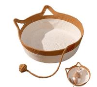 Desk Nest Cat Bed, Cat Ear Scratch Nest, Hand Woven Cat Bed, Scratch Resistant Cat Bed, Washable Cotton Rope Pet Bed, Breathable Cat Bed, Foldable Cat Nest, Indoor Cat Bed Cute Cat Scratch Bed