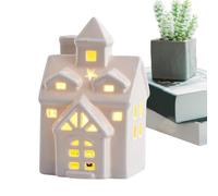 Desk Ornament - Céramique, 2,76 x 2,56 x 4,92 po Table Centerpiece LED Light Decor | Farmhouse Inspired And Warm Holiday Display, Christmas House Decor For Tabletops, Nappes, Shelves, Holiday