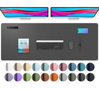 Desk Pad,PU Leather Desk Pad,Mouse Pad,Non-Slip Desk Protector,Waterproof Office Writing Pad for Office and Home (122x43cm,Grey)