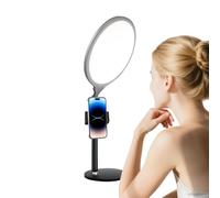 Desk Ring Light - LED Selfie Lights with Mobile Phone Holder, Full-Screen Dimmable Ring Light Stand | Pour Meeting, Live Streaming, Video Conference, Podcast, Vlog, Makeup | Home, Office, Travel