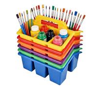 Desk Storage Basket Organizer - Multi-Functional Carry Handle for Classroom | Flexible Storage Bin for Crayons Pencils Pens Markers, Dorm Study Room, Art Class Supplies for Students Teens Boys Girls