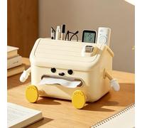 Desk Tissue Box - Tissue Box Holder, Desktop Boxs Organizer with Compartment Design Neat Arrangement of Remote Control Eyeglasses Pencils Marker Pens Indoor for Bedroom, Bathroom 7.4x6.02x5.2 inches