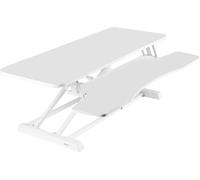 Desk-V036Kw Convertisseur De Bureau De 91 Cm, Série K, Rehausseur Assis-Debout Réglable En Hauteur, Poste De Travail Double Moniteur Et Ordinateur Portable Avec Plateau Large Pour Clavier, Blanc