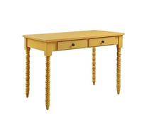 Desk with Shelves Found ATOP A Wooden Frame with Ornate Carvings The Classic Style Desk is Graced with Elaborately Turned Legs Writing Desk Yellow Study Computer Desk Study Desk with Storage