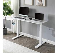 Desk with Shelves Home Office Height Adjustable Electric Standing Desk Modern Design 59 x23.6 inches Computer Table for Healthy Working White Study Desk with Storage