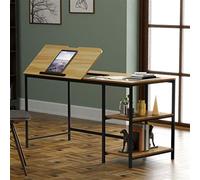 Desk with Shelves Small Desk 55 inch Multi-Function Drafting Table Computer Desk Phone Pad Computer 12 Different Position Adjustable Stand Table Multi-Function Drawing Table with Adjustable Tiltable