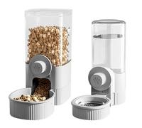 Deskium Distributeur automatique de nourriture et d'eau pour animaux domestiques, 1200 ml, bol à cage suspendue, design amovible, pour chiens et chats, gris