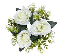 Deskium Lot de 12 bagues de mariage de Noël, bougies roses, piliers verts, supports décoratifs de réception réalistes