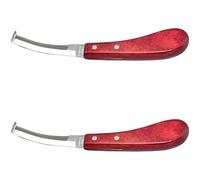 Deskium Lot de 2 couteaux à sabot à poignée rouge pour main droite, lame courbe double tranchant en acier inoxydable, 22,5 cm, outil de parage des sabots pour chevaux, bovins, chèvres et moutons
