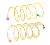 Deskium Lot de 2 Tunnels pour Chat, Jaune en Spirale, 20 x 20 x 50 cm, Tunnel interactif avec Balle en sisal et Souris, Polyester Pliable, pour Le Jeu, l'exploration et Le Divertissement