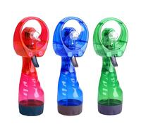 Deskium Lot de 3 ventilateurs brumisateurs portables, pulvérisateurs d'eau à main, refroidissement personnel à piles, 17 cm, pour étudiants en voyage en plein air, rouge, vert, bleu, piles non