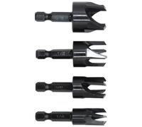 Deskium Lot de 4 fraises à bois à tige hexagonale en acier au carbone noir pour projets de travail du bois