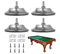Deskium Lot de 4 niveleurs réglables de 12,7 cm pour pieds de table de billard avec plaques métalliques pour tables de billard, de ping-pong et de football,