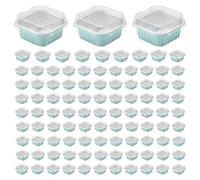 Deskium Moules à mini gâteaux avec couvercles, coupelles de cuisson en feuille d'aluminium turquoise, format carré jetable 9 x 6,7 cm, pour brownies, puddings et desserts, compatibles avec le four