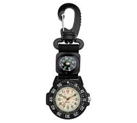 Deskium Outdoor Adventure Montre à quartz à clipser avec boussole - Mousqueton - Étanche - Bracelet en nylon pour randonnée et camping