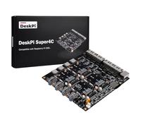 DeskPi Super4C pour Raspberry Pi Compute Module 5, carte Cluster Mini-ITX prend en charge 4 CM5, réseau 2,5 GbE + 1 GbE, M.2 NVMe, montage en rack 1U, bloc d'alimentation 89 W inclus