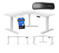 DESKSPACE Corner Châssis de Bureau d’Angle électrique réglable en Hauteur - Garantie 10 Ans, Structure Ergonomique de Bureau Assis-Debout à Angle réglable, piètement de Table d’Angle (Blanc)