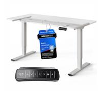 DESKSPACE Pro Plus - Piètement de Bureau électrique 62-127 cm, Blanc | Double moteur < 50 dB, protection anti-collision, 3 mémoires, port USB, 160 kg, garantie 5 ans