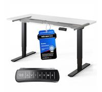 DESKSPACE Pro Plus - Piètement de Bureau électrique 62-127 cm, Noir | Double moteur < 50 dB, protection anti-collision, 3 mémoires, port USB, 160 kg, garantie 5 ans