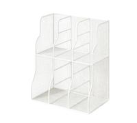 Desktop Bookshelf Storage Rack - Double Layer Metal Organizer, Home Office Desk | File Stand Document Mail Holder, Upright Space Saving Paper Rack for Student Dorm Classroom