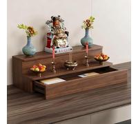 Desktop Buddha statue stand, Shrine Altar Table,Wood Temple Meditation Table,Chinese Style Guan Gong God of Wealth Pagoda Shelf,Customizable(Double-layer with drawers,100*15*20cm/39.3*5.9*7.8in)