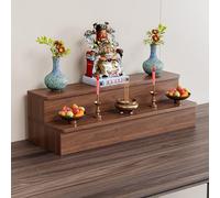 Desktop Buddha Statue Stand, Tableau d'autel du Sanctuaire, Tableau de Méditation du Temple en Bois, Style Chinois Guan Gong God of Wealth Pagode Shelf, personnalisé (Double-couche, 80 x 15 x 20 cm