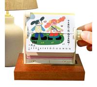 Desktop Calendar 2026 - Daily Date Display for Planning | Solid Wood Stand with Rotating Doodle Cards, Year of Horse Table Decoration, Time Management Organizer for Office School Dorm Apartment