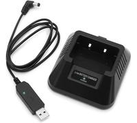 Desktop Charger Base Station Replacement for Radio BF-F8HP UV-5R 5RA 5RB 5RC 5RD 5RE 5RG UV-82 DM-5R TYT TH-F8 Walkie Talkie Li-ION Battery Base with USB Adapter